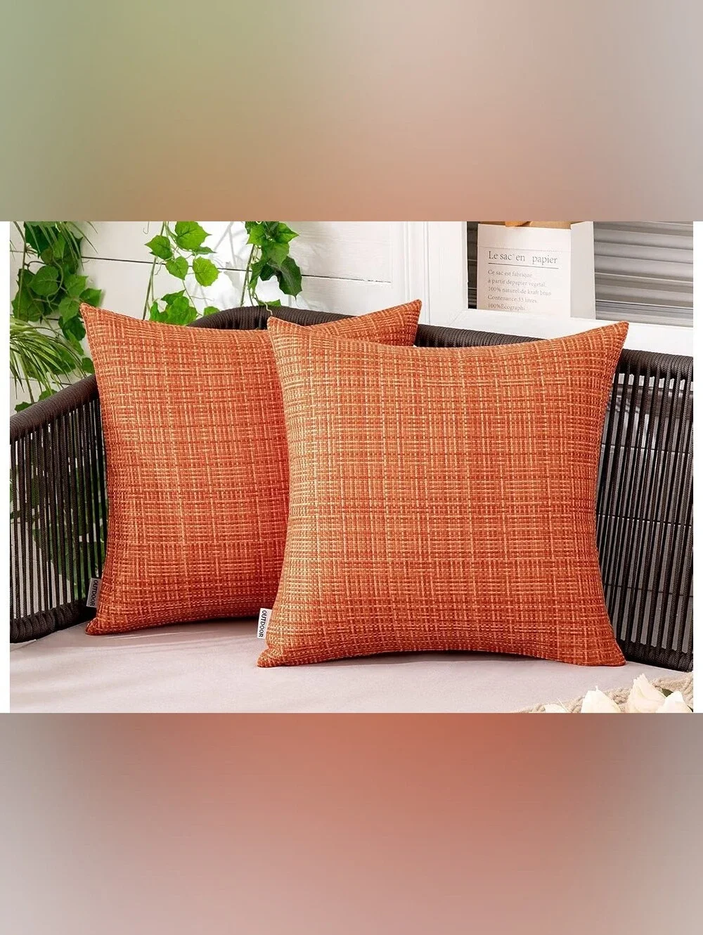 Orange Outdoor Throw Pillow Covers Set of 2 Size 12x12